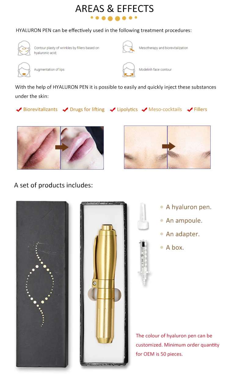 luxury 3&5 ml hyaluronic acid dermal filler serum needle-free injector pen