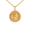 Fashion stainless steel jewelry Elizabeth II D.G.Regina 14k gold chain necklace women