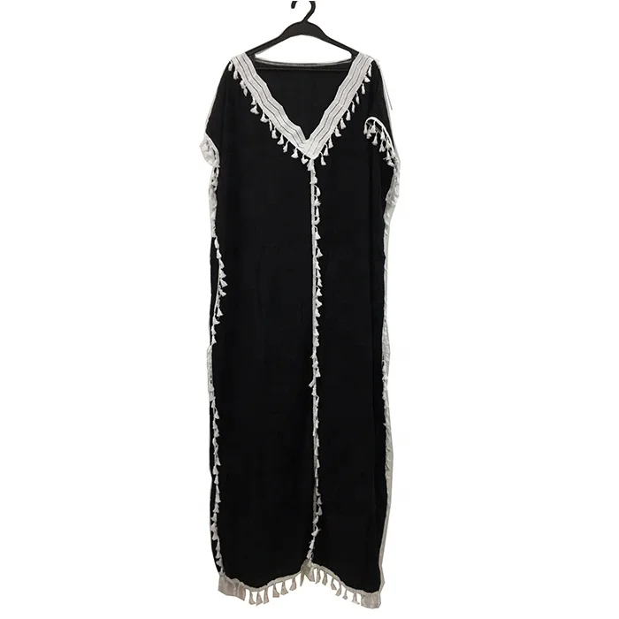 

Plus Size New Arrival Solid Ankle Fringe Long Dress, Picture shows