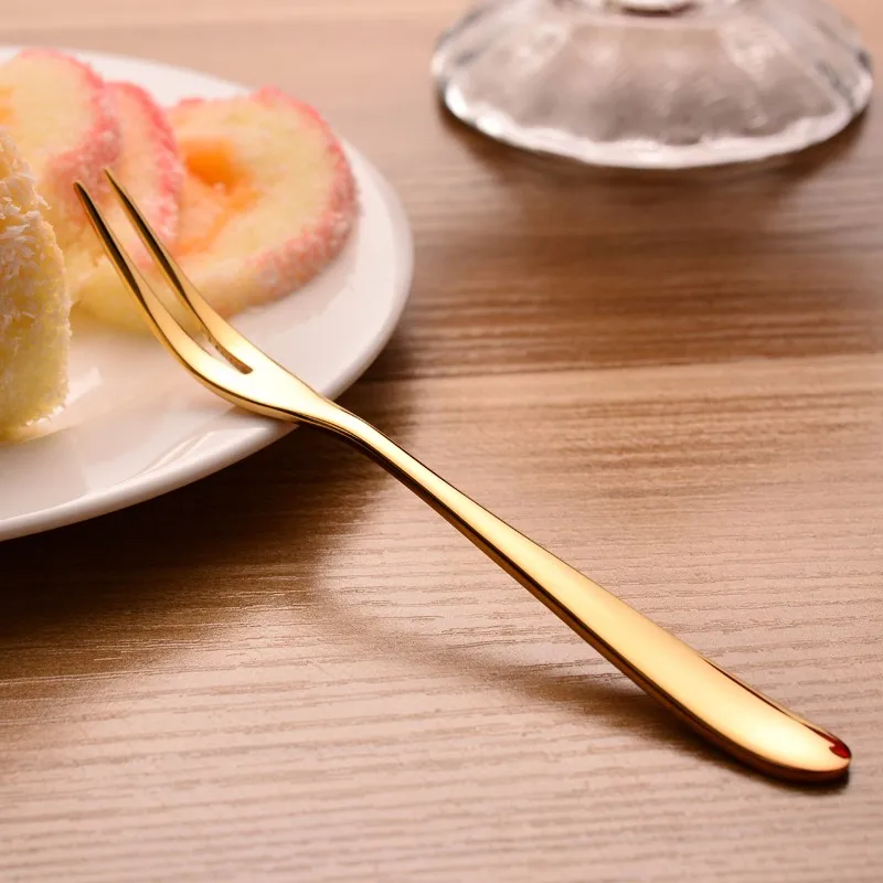 开胃菜甜点叉子不锈钢迷你沙拉水果蛋糕品尝叉子鸡尾酒叉 15厘米