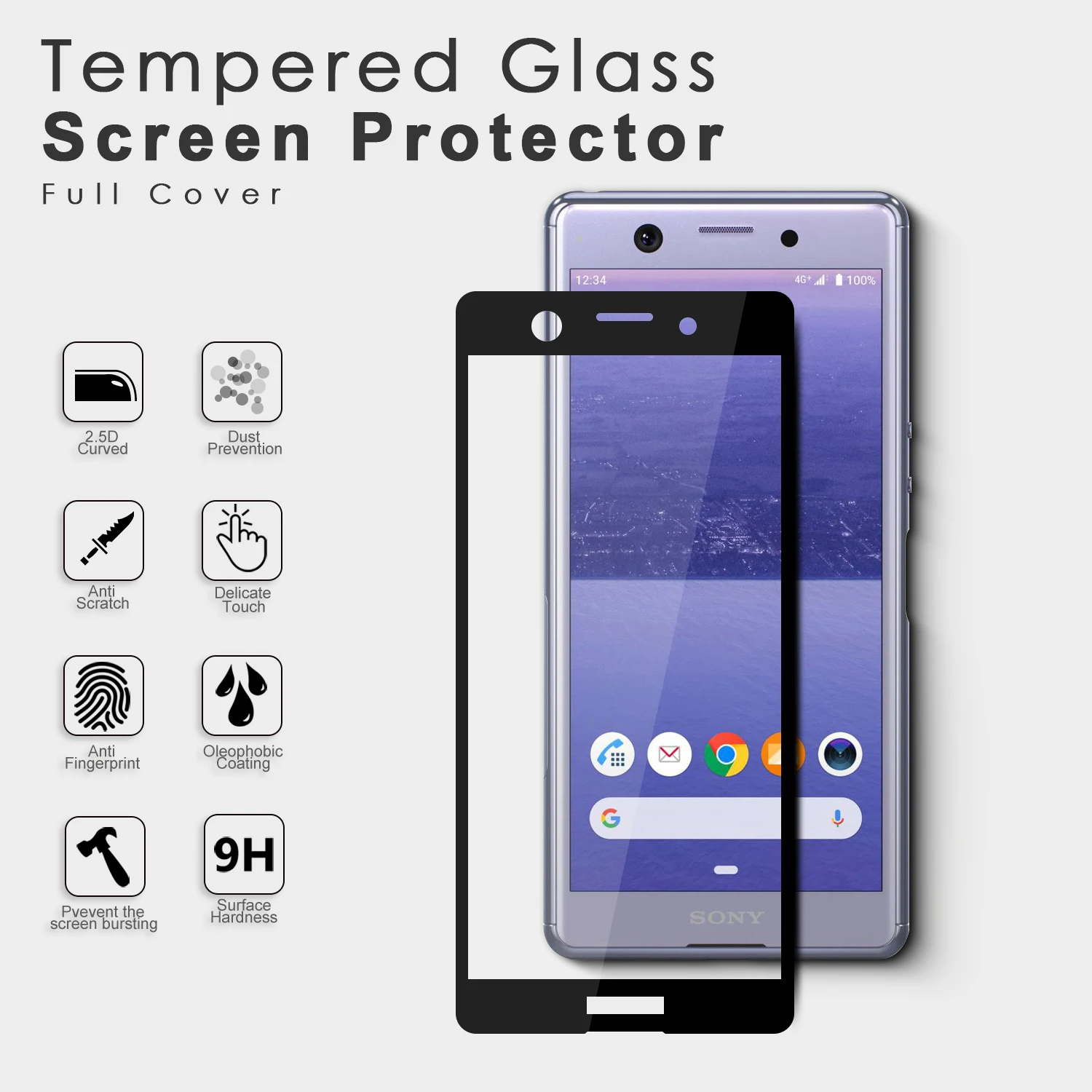 2 5d Rounded Edge Mobile Tempered Glass Cover For Sony Xperia Ace
