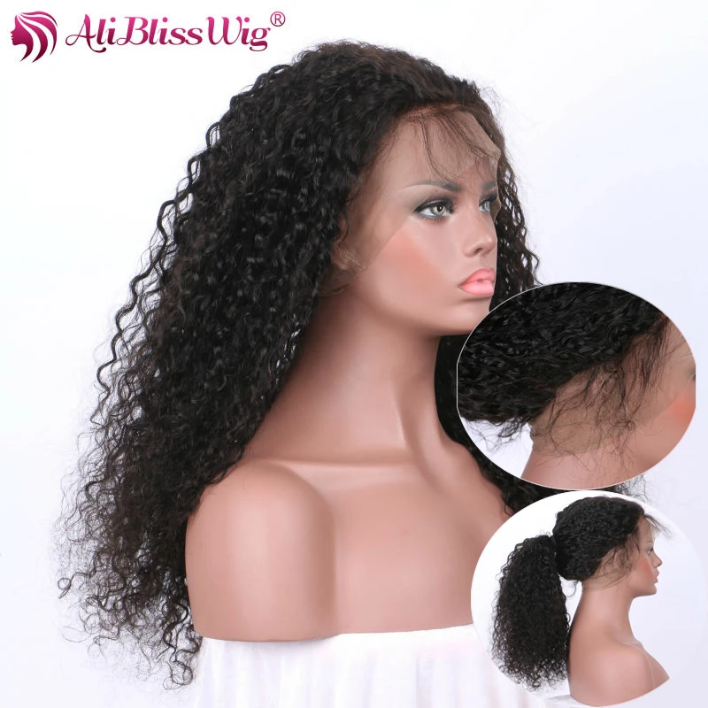 

Unprocessed Glueless Aliexpress 360 Lace Frontal Wig 150% Density Bounce Curl Natural Women 100 Peruvian Virgin Human Hair Wig