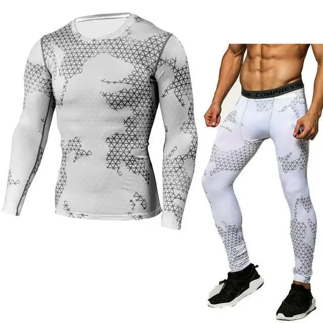 

Custom Sublimation Mens Compression Tights and jerseys Sport Training Gym Wear,long sleeves rash guard and pants