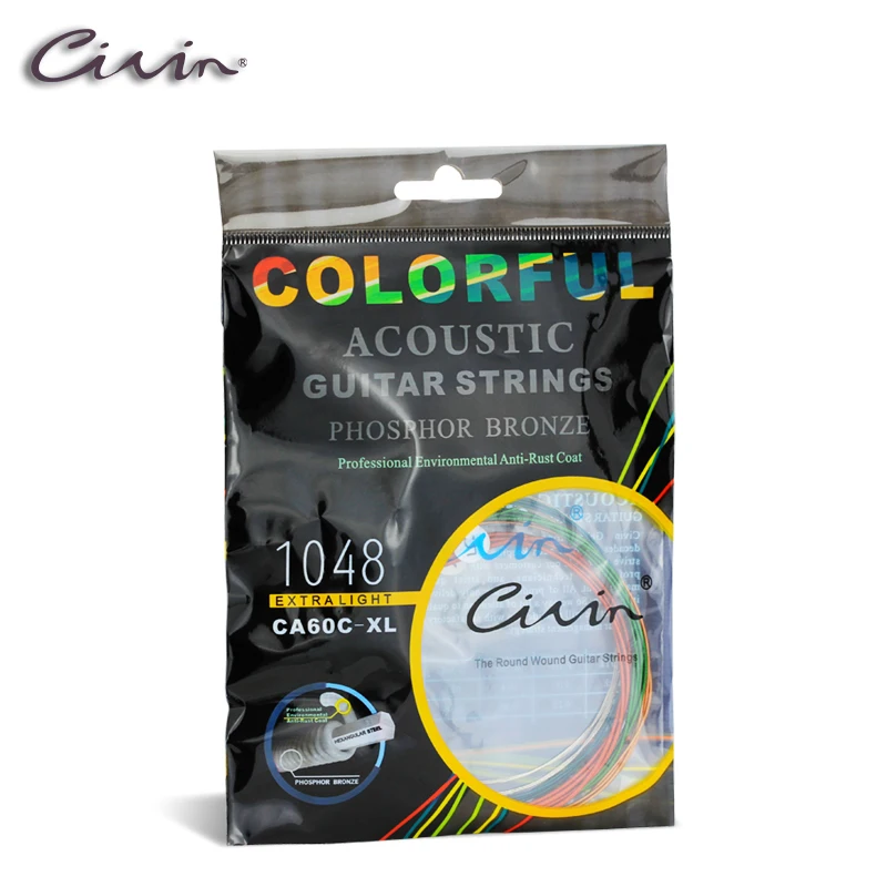 

Hot Selling Acoustic Guitar Strings CA60C-XL CIVIN Colorful Environmental coated 85/15 Alloy Bronze Wound Strings