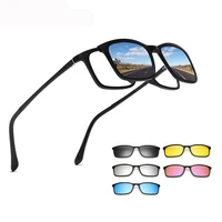 

2019 Magnet clip on 5 in 1 quick change lens TR90 plastic eyewear frame sun glasses, private label brand your own sunglasses
