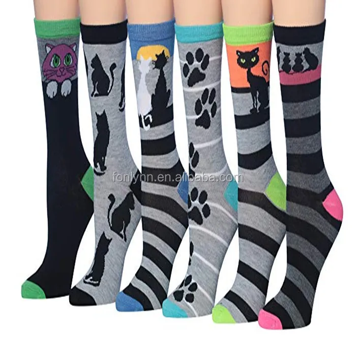 Women's dresses knitted cartoon character panda cat socks