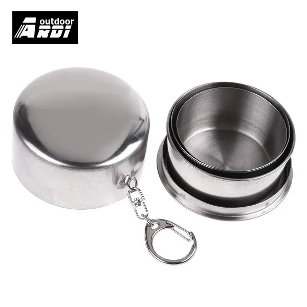 
Stainless Steel Portable Mini Travel Retractable Cup Keychain Telescopic 