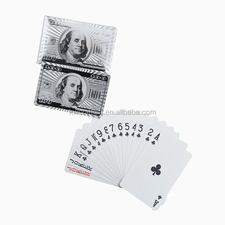 

Dollar designs Silver PET plastic playing poker cards, Silver/gold/ 4c+4c cmyk pantone
