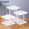 Food Grade Birthday Cake Packaging Clear PET Holiday Cookies Baking Box with Custom Logo for Tall Double Layer Cake
