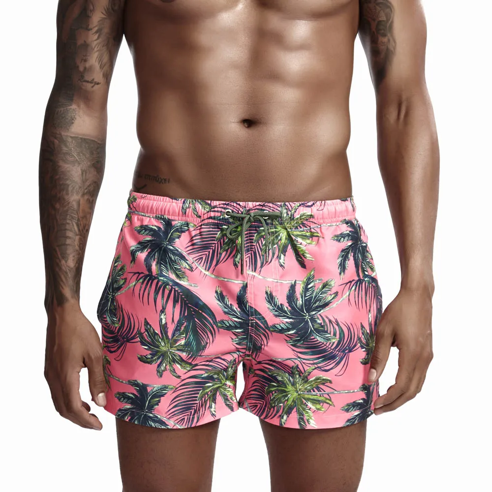 

Wholesale Beach Men Wear Pink Floral Print Male Swim Swimming Trunks with Pockets Sexy Private Label Premium Swim Board shorts