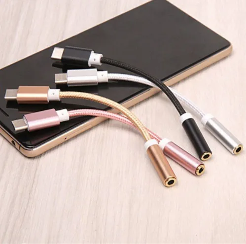 USB Type C To 3.5MM Earphone Cable USB-C Male 3.5MM AUX Audio Jack Adapter Type-C 3.5 Converter For Earphone Xiaomi Letv2 Phone