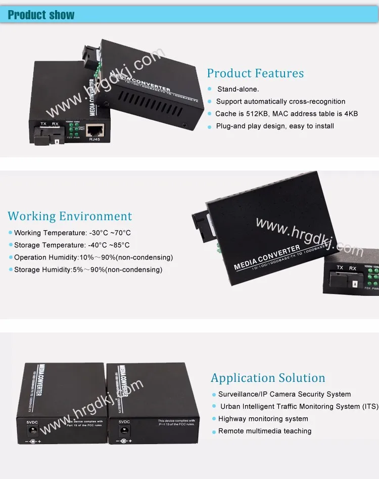 HR100W-GE-20-TR fiber media converter2