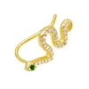 LOZRUNVE Fashion Jewellery 18k Gold Filled Green Snake Ear Crawler Sterling Silver
