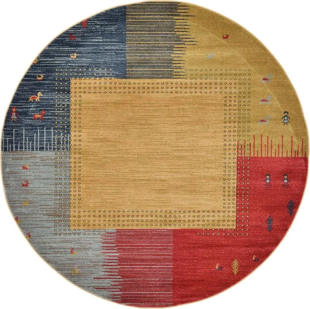 A2Z Rug 6.1-Feed-by-6.1-Feed Gabbeh Collection Area Rug - Tan Modern & Traditional rugs for living room - rugs for dining room & bedroom - Floor Carpet