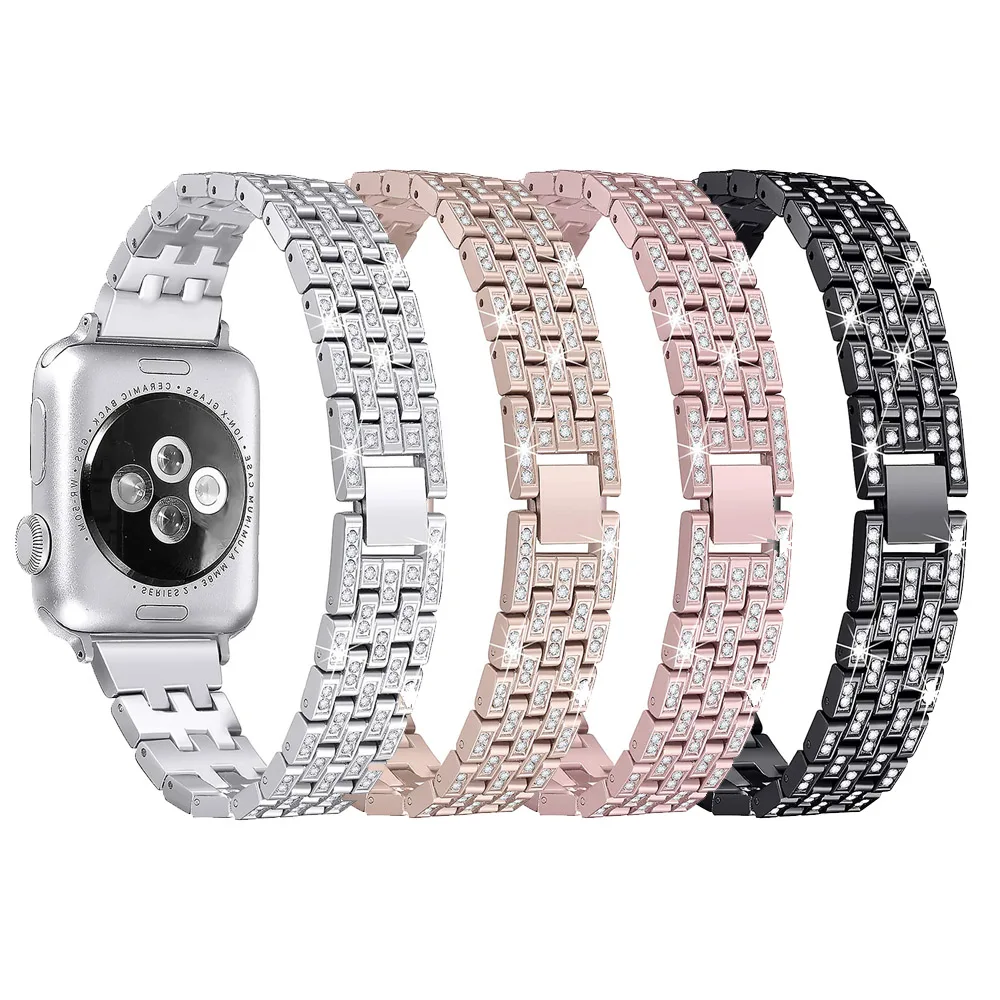 

IVANHOE For Apple Watch Band 38mm 40mm Bling Diamond,Luxury Crystal Stainless Steel Bracelet Band for Apple Watch Series 4 3 2 1, Multi-color optional or customized
