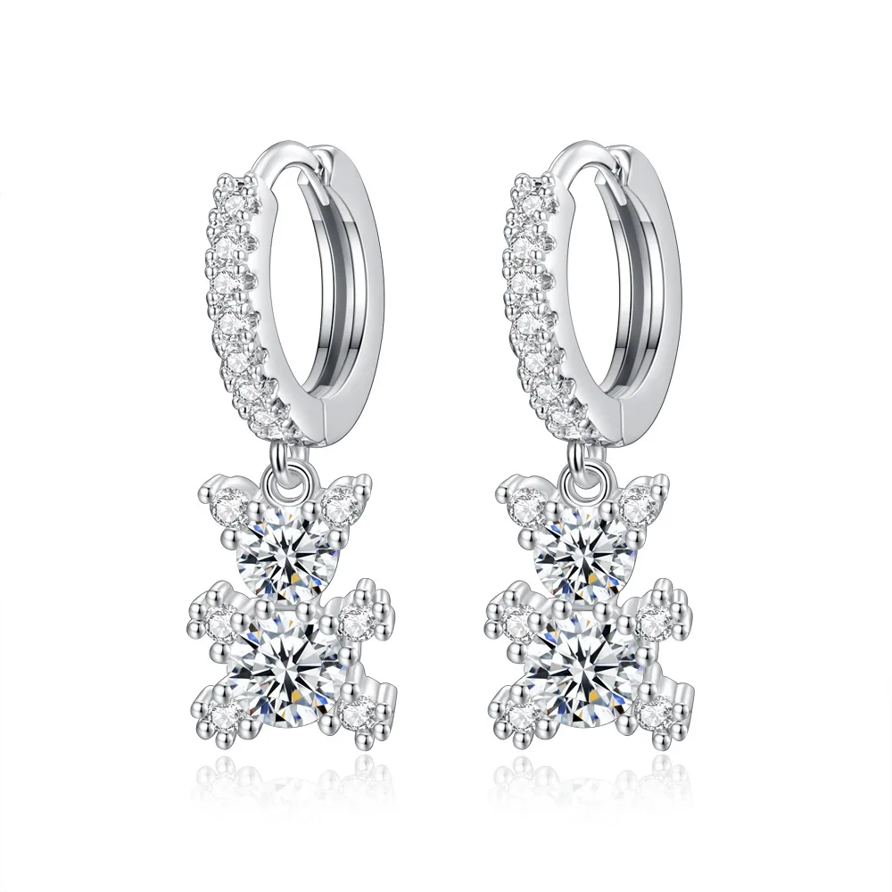 

Cute Animal hoop Bear Zircon earring for women