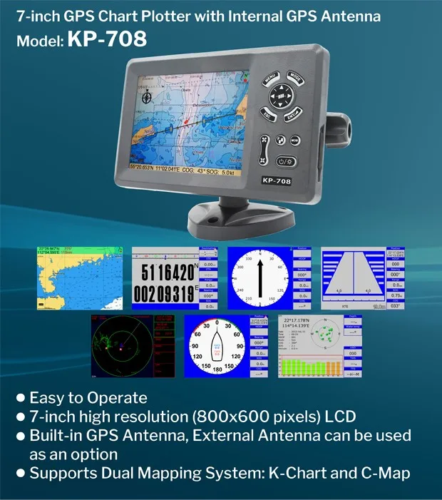 Kp708 7 Pouces Gps Marin Traceur Avec Cmap Max Carte Sd Buy Traceur