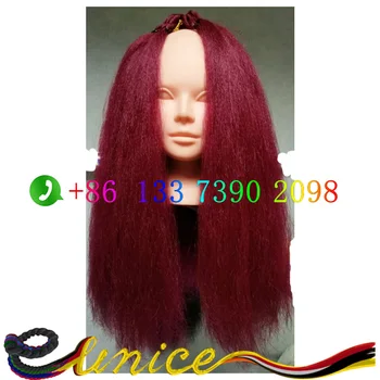 Cheap Syntheitc Bulk Hair Piece Burgundy India Hairstyle 18 Yaki