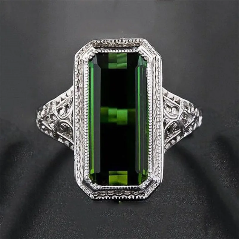 

2018 Yiwu factory wholesale Dark Green Charm Men's Engagement Ring Silver Plated, N/a