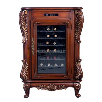 Decorative Glass Display Wine Bar Cabinets Refrigerated Wooden