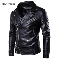 

Wholesale new tides fashion style black punk leather jacket coat men biker motorcycle jackets with belt