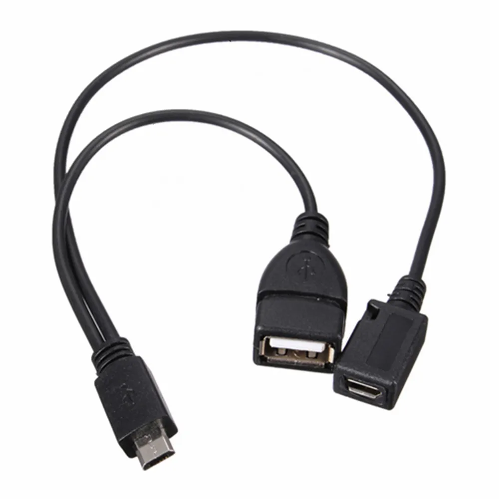 

Micro USB Male To USB Female Host Micro Female OTG Adapter Y Splitter USB OTG Cable, Black