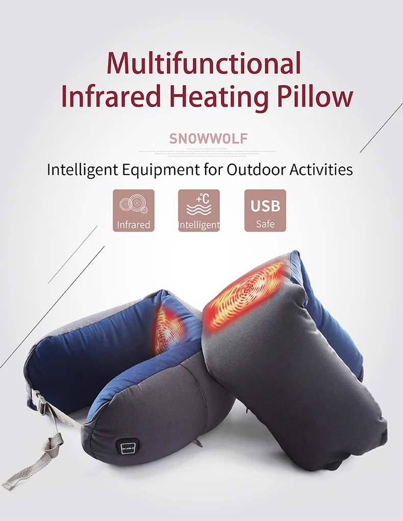 Snowwolf Multifunctional Infrared Heated U Shaped Neck Healthcare Pillow With Usb For Travel