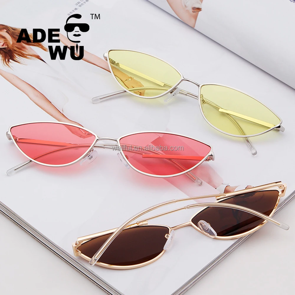 

ADE WU STY1533N 2018 Latest vintage retro small cat eye sunglasses UV400 womens fashion trendy glasses, As shown in figure