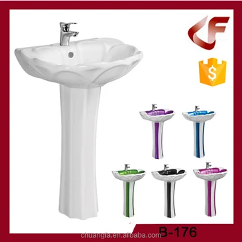Bathroom Ceramic Fancy Color Decorative Pedestal Basin Sink Factory Buy Color Pedestal Sink Decorative Pedestal Basin Color Bathroom Sink Product On