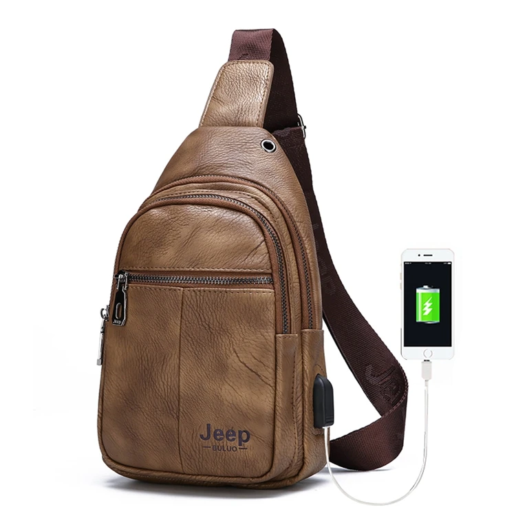 
bulk luxury PU leather chest backpack crossbody sling bag for men 
