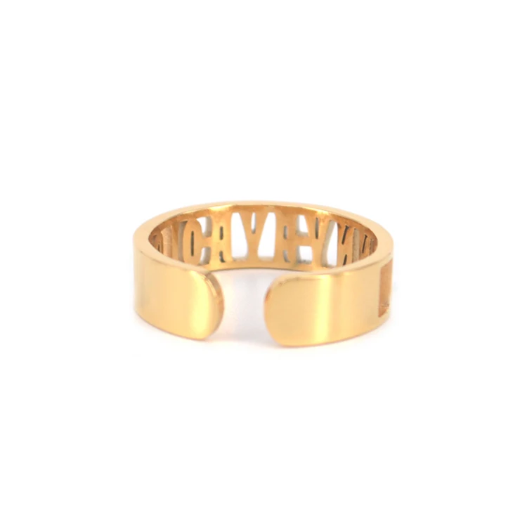 Dropshipping Stainless Steel 18k Gold Custom Personalized Name Ring