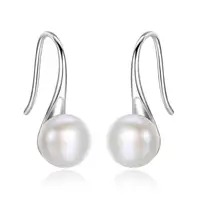 

CM94 Elegant Ladies Fashion drop hook freshwater pearl earrings 925 sterling silver jewelry