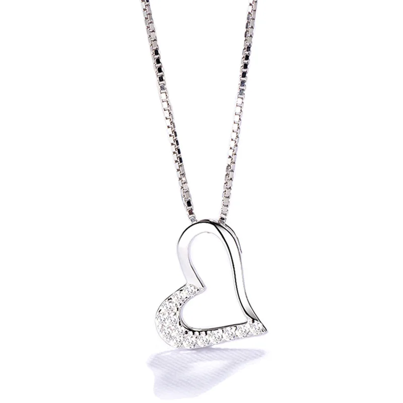 

2021 Newest Diamond Love Heart Pendant Necklace 925 Sterling Silver Heart Pendant Necklace For Girl