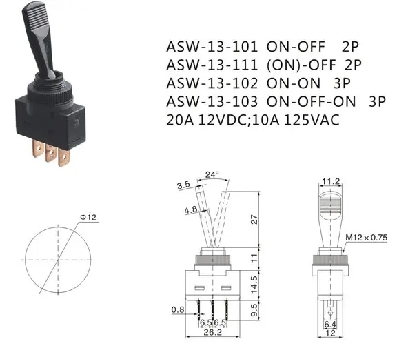 ASW-13-101 ABS Toggle Switch