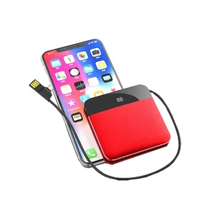 Slim Portable Power Bank Built Fast Charge Cable