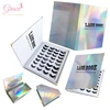 Private Label Luxury Holographic Paper Lash Book Custom Eyelash Hologram Packaging Box16 Pairs Real Mink Fur Eyelashes Set
