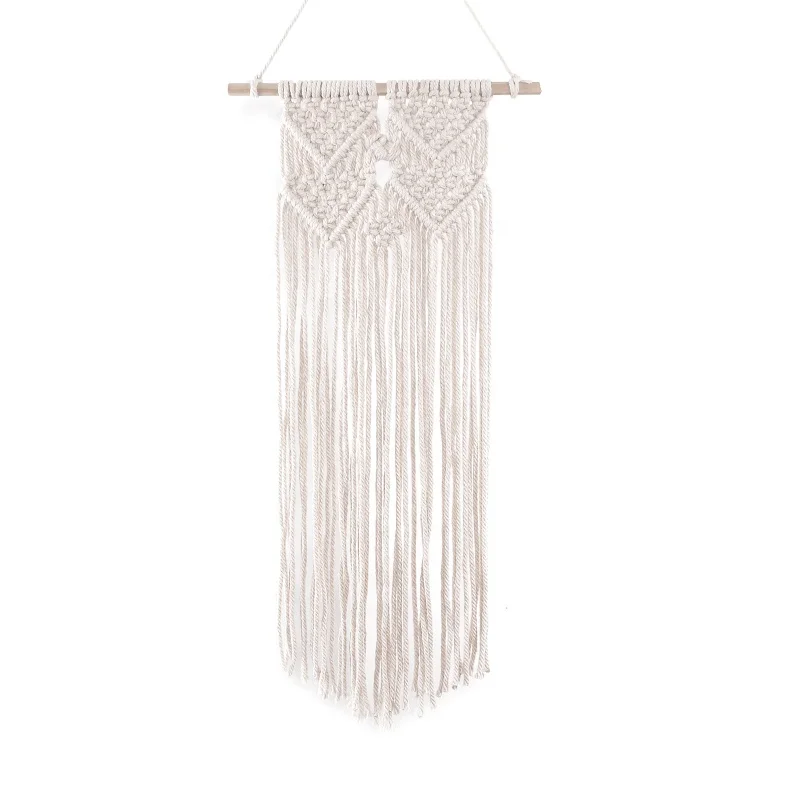 Wholesale enviro<em></em>nmentally friendly dyed cotton yarn hand-woven tassel interior wall decorative Macrame  tapestry