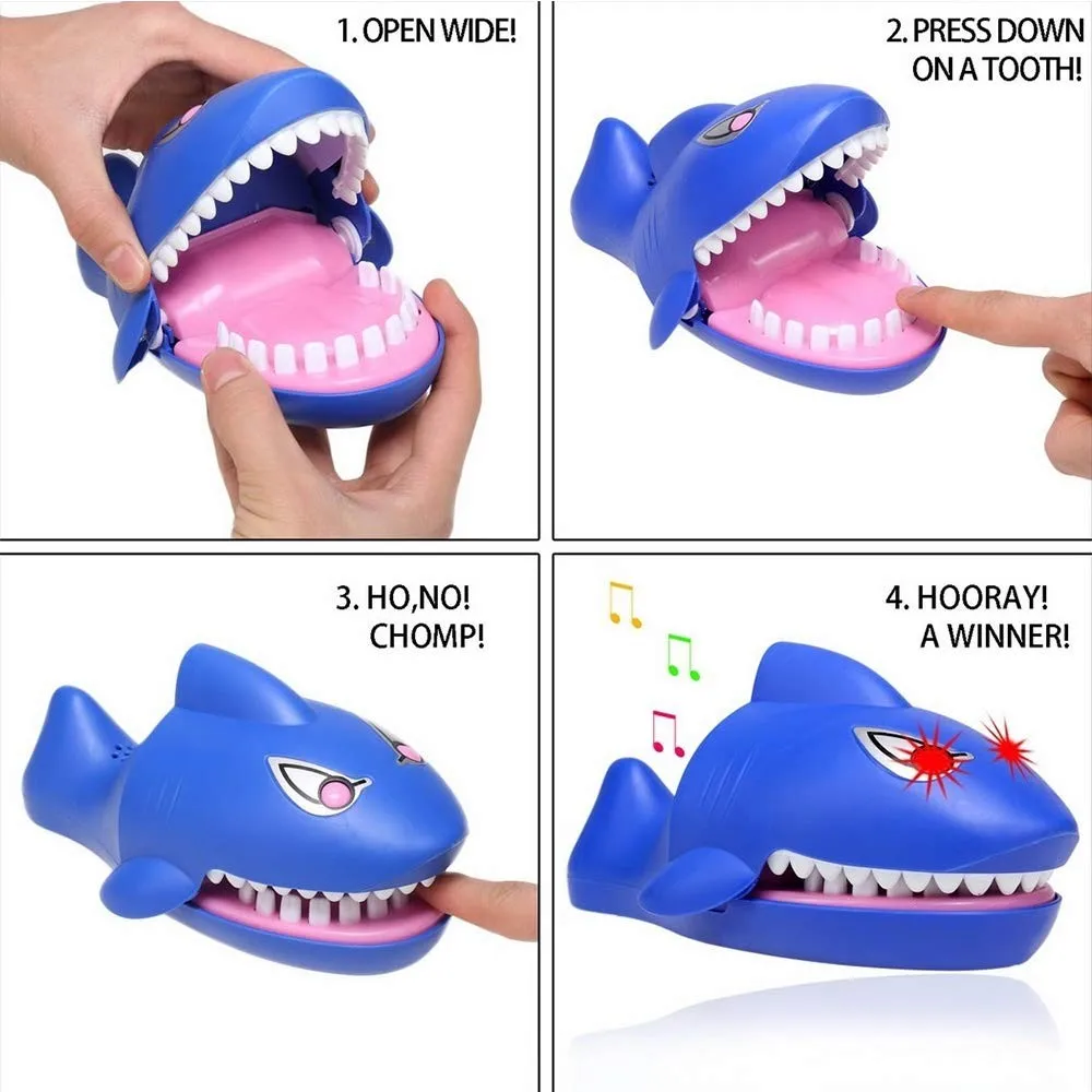 MAYTRBOU PJJ Shark Dentist Game Shark Game for Kids Shark Biting Game Shark  Game Push Teeth Down Shark Biting Finger Game (Blue Shark)