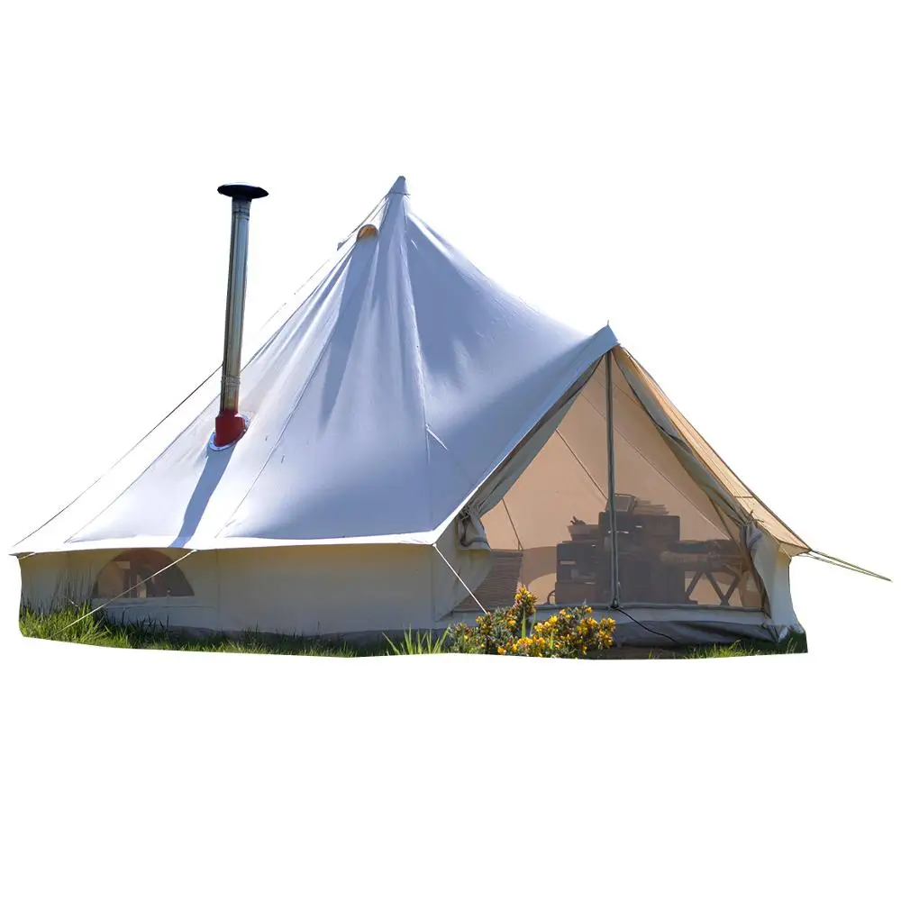 

2019 Luxury waterproof customize sibley outdoor 5m glamping canvas bell tent, Beige