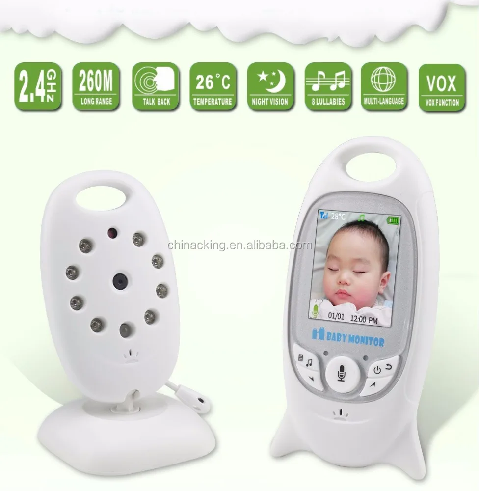 

Two-way Speaker Night Vision IR LED Temperature Monitoring 2 inch LCD 2.4GHz Wireless Digital Video Baby Monitor