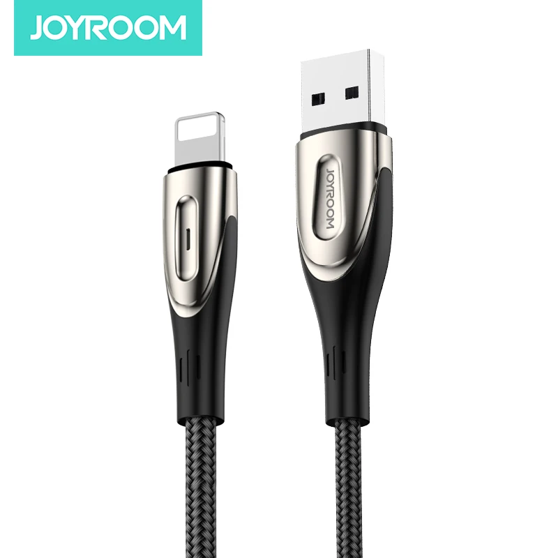 

Joyroom usb data cable usb long with led for iphone phone charger wire 3m fast charging cable, Red/ black