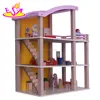 2016 new design wooden toy doll house,diy wooden doll house,lovely baby wooden doll house W06A128