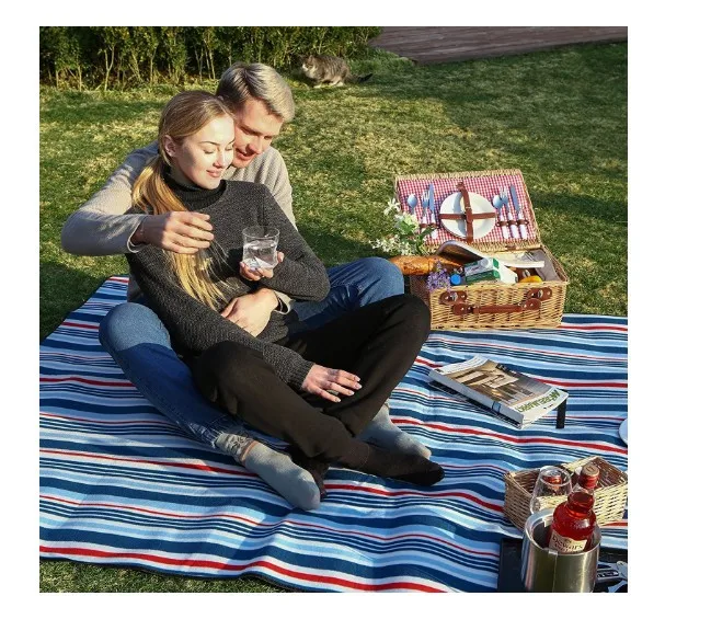 Promo custom waterproof 100% polyester picnic blanket