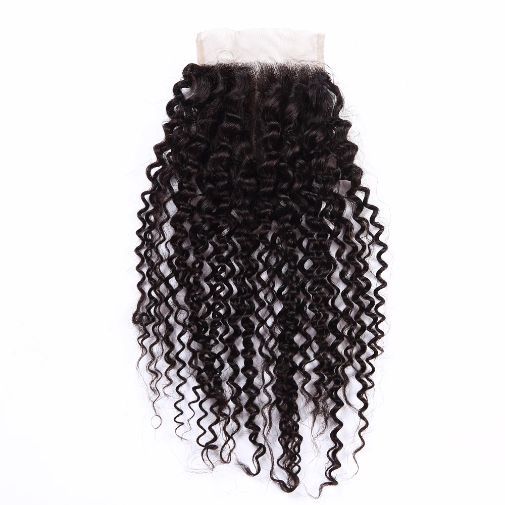 

Kinky Virgin black brazilian human hair frontal lace closures 4x4 #USA