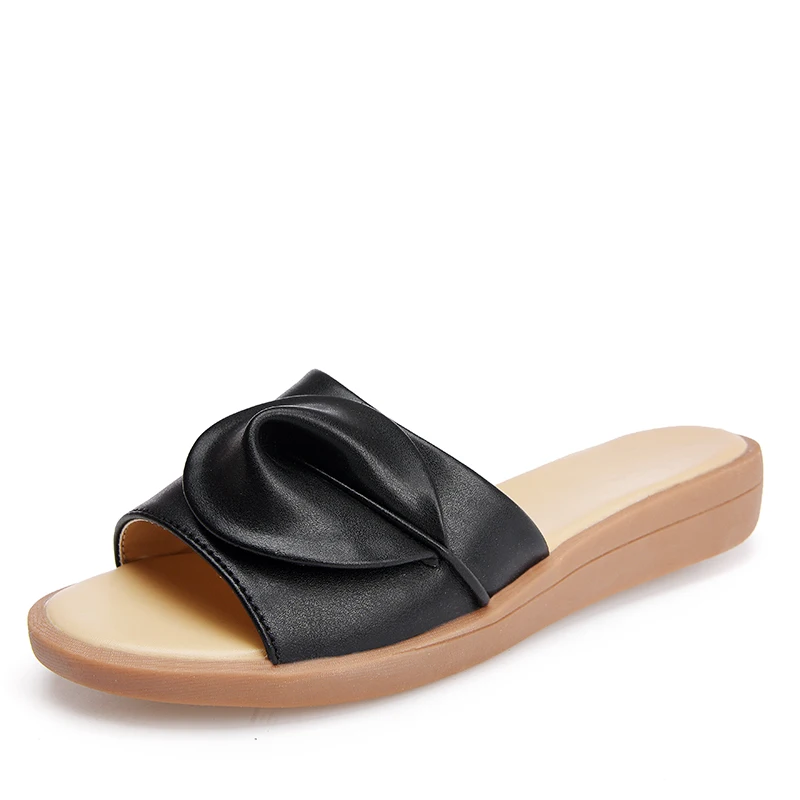 New Style Casual Flat Slippers Low Price Split Leather Beach Ladies Sandals For Women - Buy Flat 