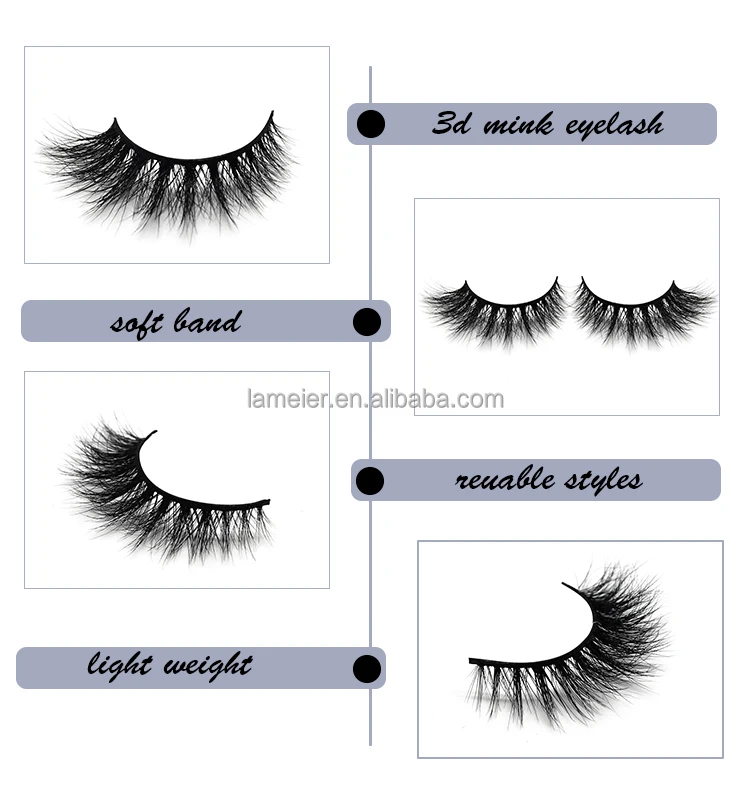 

Pingdu mink lash factory 100% lovely real mink fur eyelashes, Black