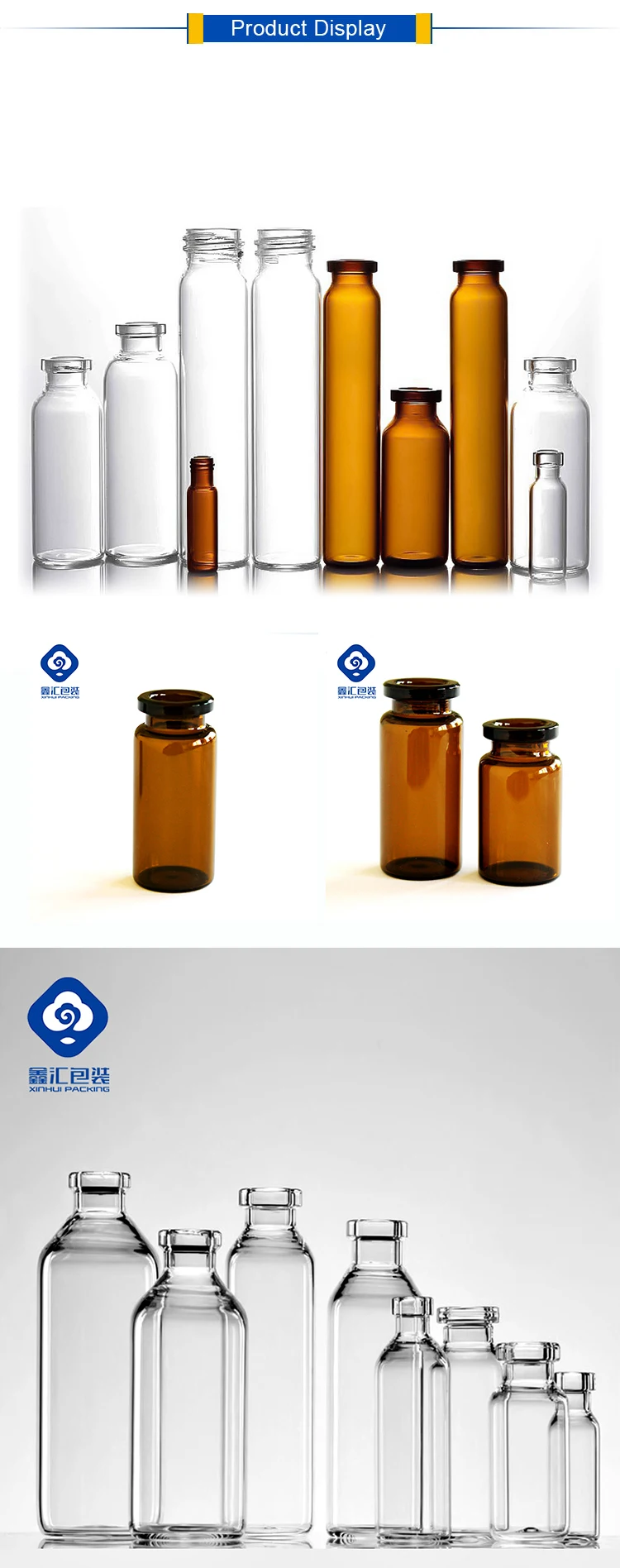 Medical 10 ml Glass Vials for Injection with Rubber Stopper and Cap