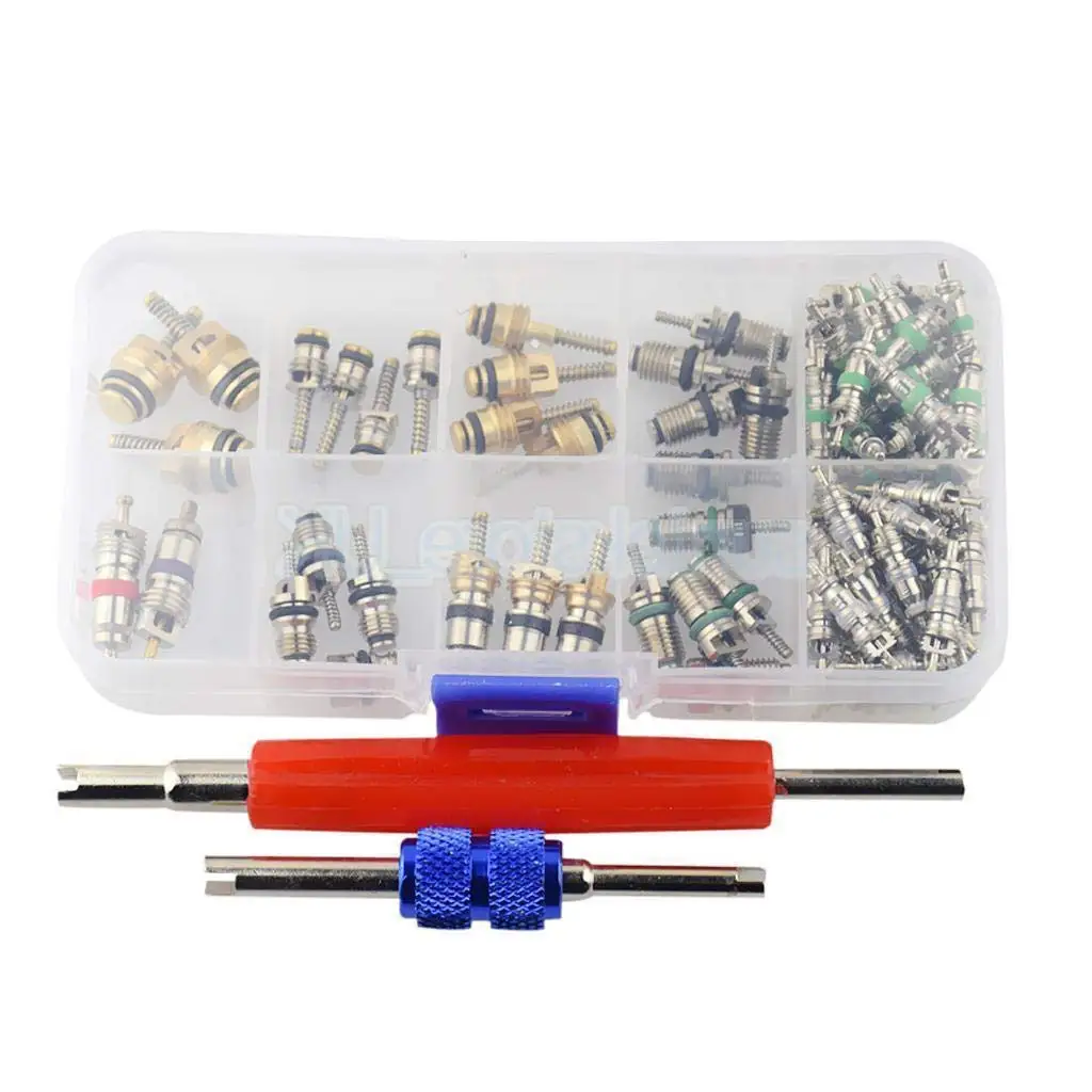 DEDC Air Conditioning Valve Core Set 108Pcs A/C R134A/R12 Valve Cores