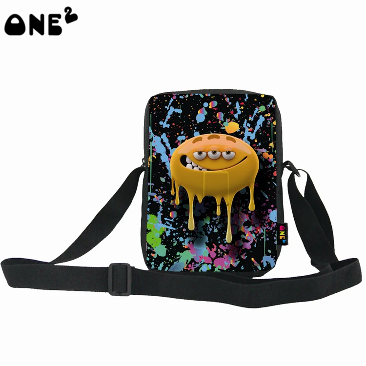 

ONE2 Design 3D printing monster emoj i single shoulder messenger bag for teenager girls, As picture