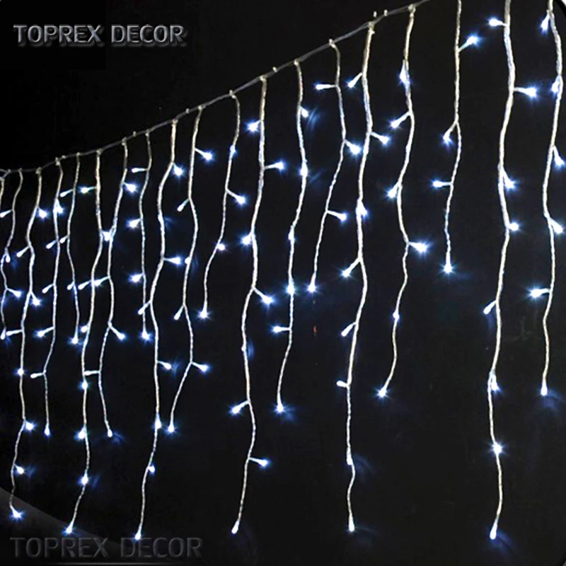Exterior LED Lighted Chain Warm White LED Icicle Christmas Lights